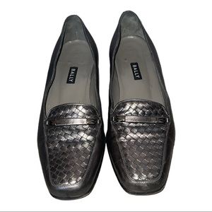 Bally Woven Women’s Silver Slip On Loafers